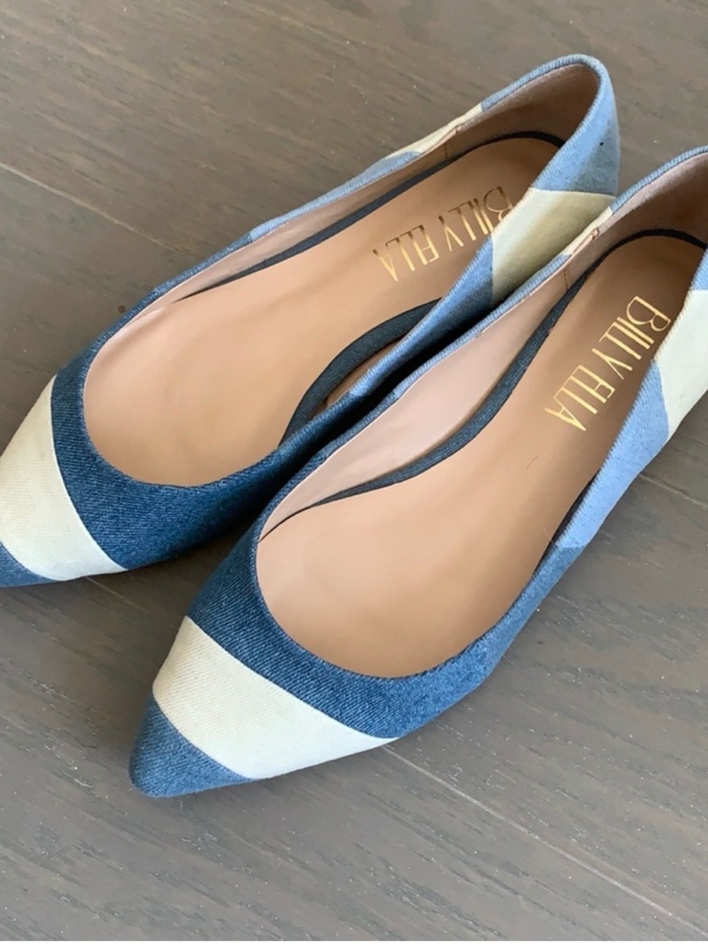 Blue & Cream Pointed-Toe Anthropology Flats